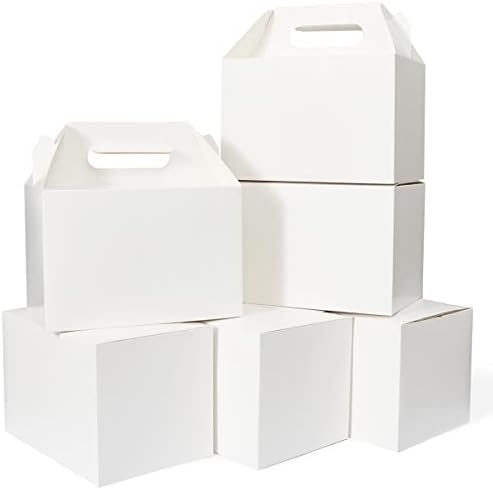 50 Ct White Party Gift Boxes with Handles