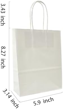 BAG BOX 100 Pack White Gift Bags with Handles