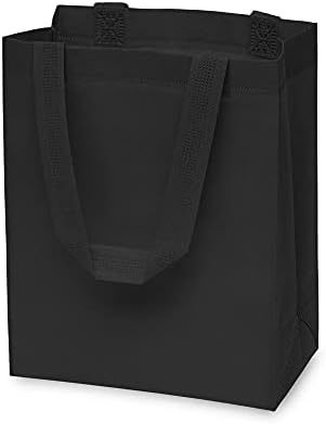 Zenpac Reusable Black Gift Bags with Handles 8x4x10 12 Pack