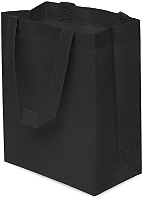 Zenpac Reusable Black Gift Bags with Handles 8x4x10 12 Pack