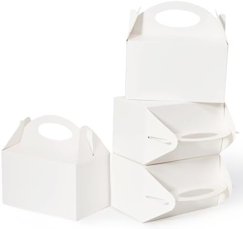 25 Pcs Small Party Treat Boxes White 6 Inch Gable