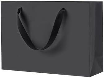 Argivean Medium Large Black Gift Bags 6pcs With Handles