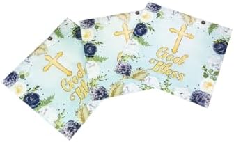 40Pcs Floral God Bless Napkins for Baptism and Religious Celebrations