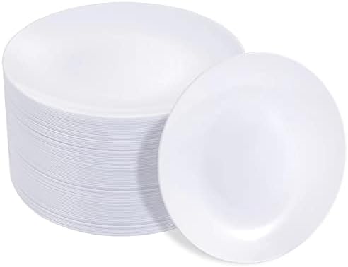 Hioasis 100pcs White Plastic Plates 1025 Inch