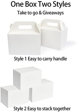 50 Ct White Party Gift Boxes with Handles