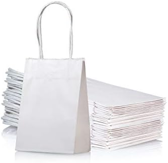 AWELL Mini White Paper Gift Bags with Handle Pack of 24