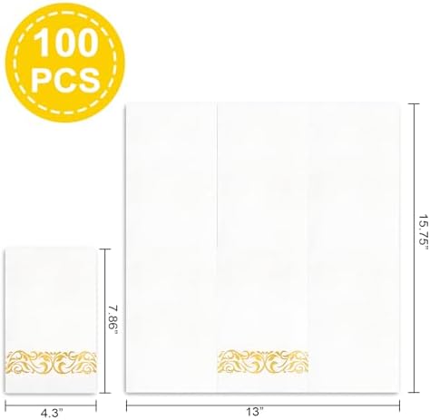 WDF 100 Pack Gold Napkins Disposable 3ply