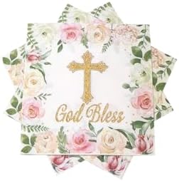 40Pcs Floral God Bless Napkins for Baptism Celebration