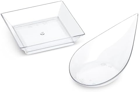 Juvale 72-Piece Mini Appetizer Set - Clear Plastic Plates and Tear Drop Spoons