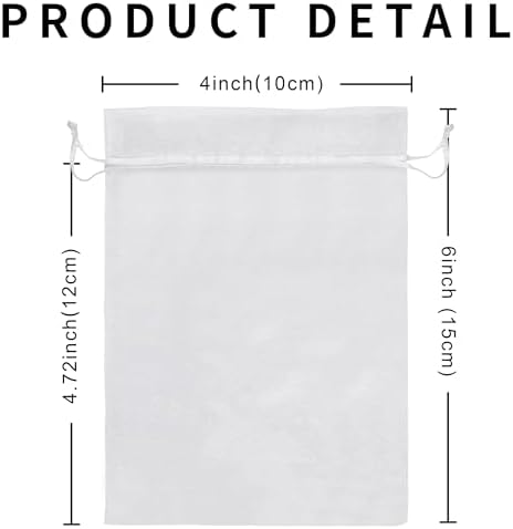 100PCS White Organza Gift Bags 4x6 Inch Wedding Favor Pouches