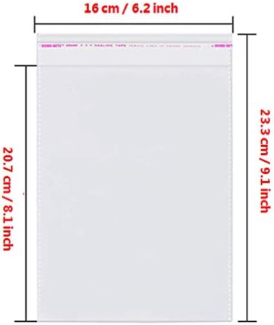 Borningfire 200 Pcs 6x8 Clear Resealable Cellophane Bags