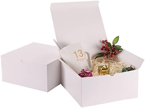 12 Pack White Gift Boxes 8x8x4 Inches for Occasions