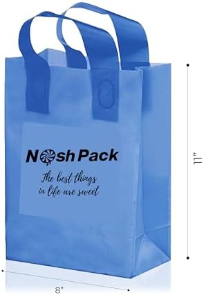 NOSH PACK 100 Blue Clear Tote Gift Bags with Handles