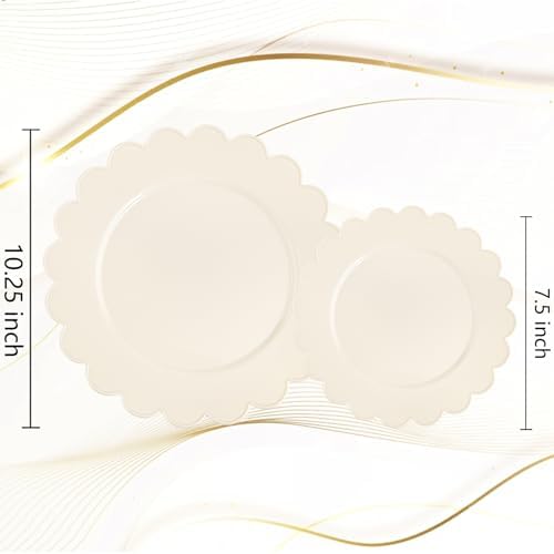 Supernal 100pcs Ivory Plastic Plates for Party