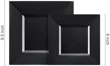 Liacere 100PCS Black Plastic Plates Set
