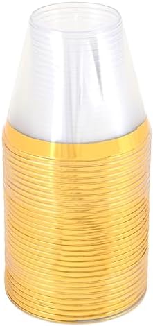Premium Gold Rim Clear Plastic Cups 9 Oz 30 Pcs Set