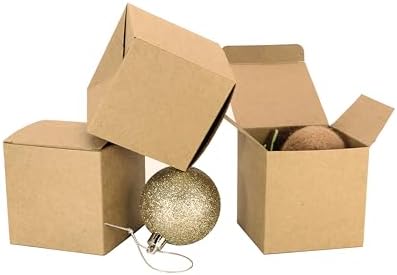 25 Pcs Brown Paper Gift Boxes 3x3x3 Inch Set