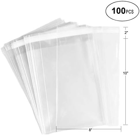 100pcs 8x10 Inch 20 Mil Clear Resealable Cellophane Bags