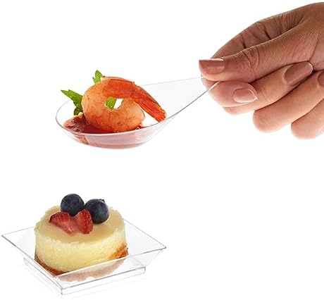 Juvale 72-Piece Mini Appetizer Set - Clear Plastic Plates and Tear Drop Spoons