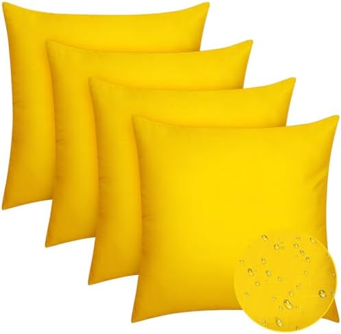 Pack of 4 Waterproof Square Throw Pillow Covers for Patio