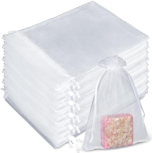 Sukh 50 Organza Soap Bags 5x7 Inches White