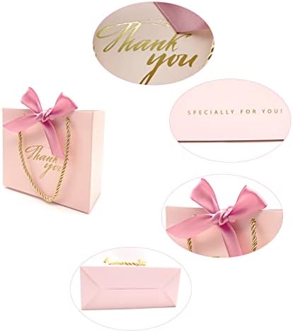 TKSBAG 20 Pack Pink Mini Gift Bags With Handles