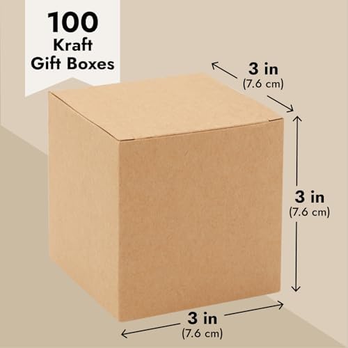 Juvale 100 Pack Brown 3x3x3 Inch Gift Boxes with Lids