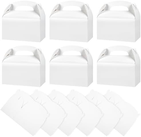 DjinnGlory 36 Pack White Treat Boxes with Handle
