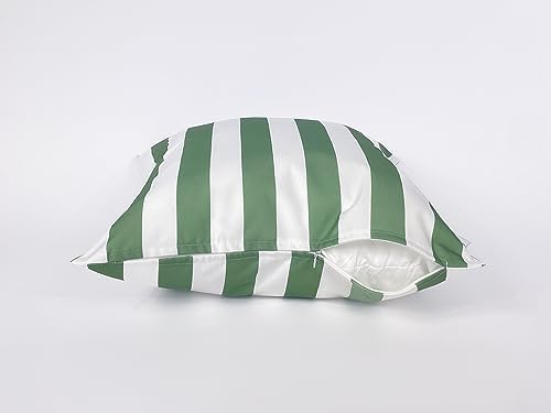 Ensperta Pack of 2 20x20 Waterproof Light Green Striped Throw Pillow Covers