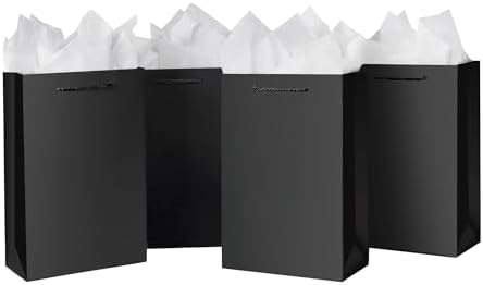 SHIPKEY 10 Pcs Black Gift Bags with Handles