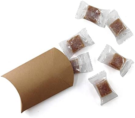 Kraft Paper Pillow Candy Box 60 Pcs with Jute Rope