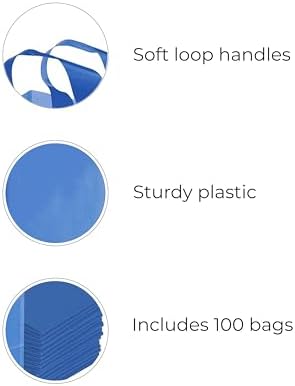 NOSH PACK 100 Blue Clear Tote Gift Bags with Handles