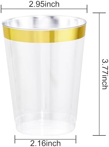 I00000 60PCS Gold Plastic Cups 10 oz Clear Disposable
