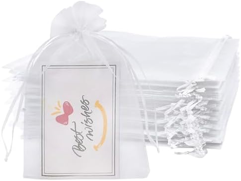 100PCS White Organza Gift Bags 4x6 Inch Wedding Favor Pouches