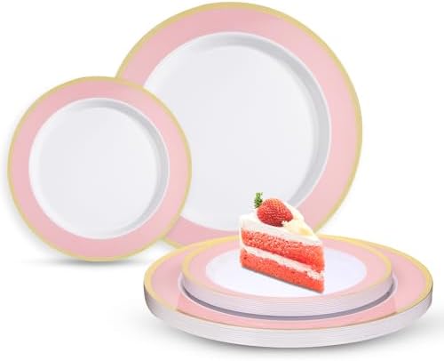 Glowserve 20 Pack Pink Plastic Plates for Parties