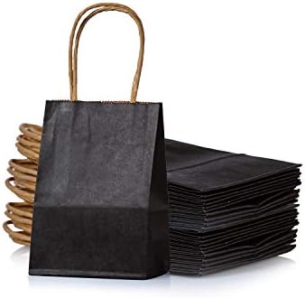 AWELL Mini Black Paper Bag With Handle - Pack of 24