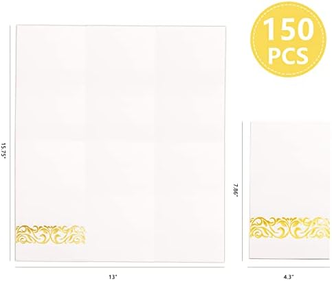 WDF 150 Pack Gold Napkins Disposable 3 Ply