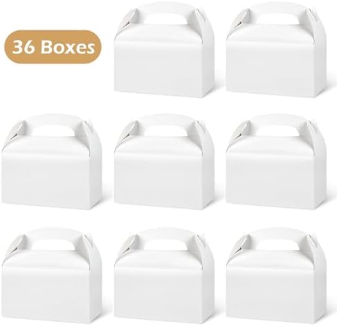 DjinnGlory 36 Pack White Treat Boxes with Handle