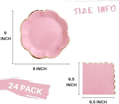 Winoo Design Pink Floral Plates and Napkins Set