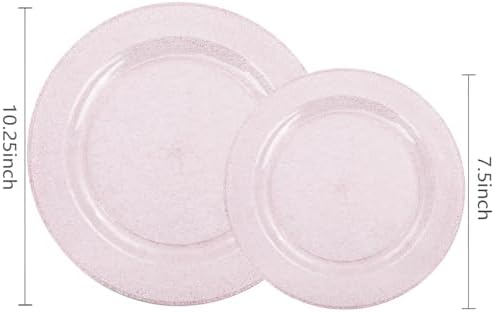WDF 120 Pcs Pink Plastic Plates for Valentines Day Wedding