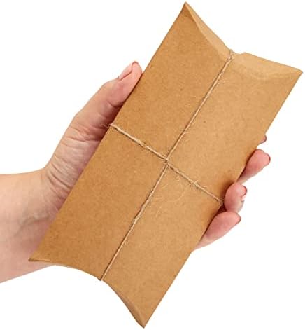 100 Pack Pillow Boxes with Jute Twine for Gifts