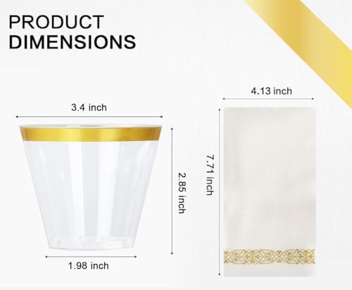 350 Piece Gold Dinnerware Set - 100 Plates 50 Silverware 50 Cups 50 Napkins