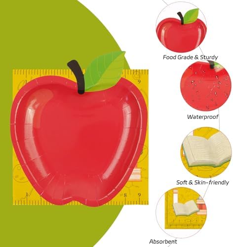 40 PCS Back to School Apple Plates and Napkins Set