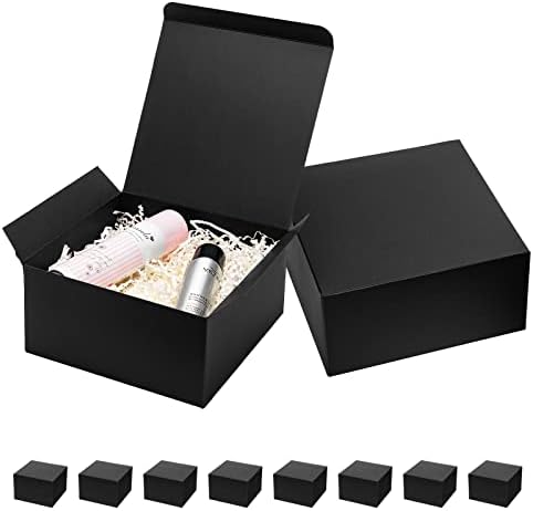Mcfleet Black Gift Boxes 8x8x4 Inches 10 Pack