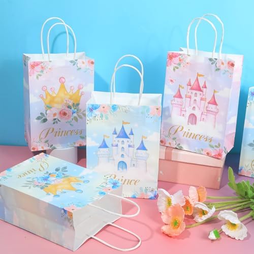 16Pcs Princess Prince Party Bags with Handles