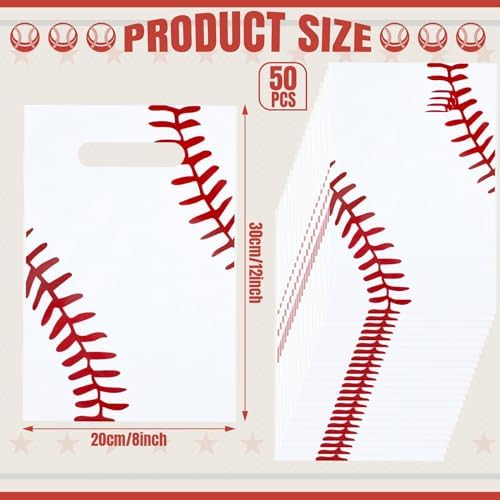 Yeaqee 50 Pack Baseball Gift Bags with Handle
