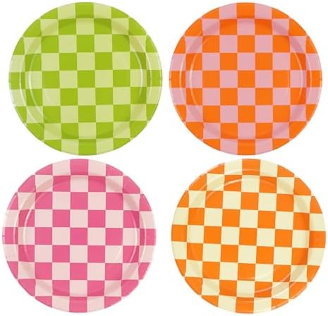 48PCS Checkered Camping Plates for Parties