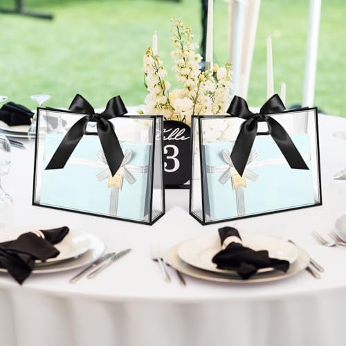 Aliceset 12 Pcs Clear Plastic Gift Bags with Handles Reusable