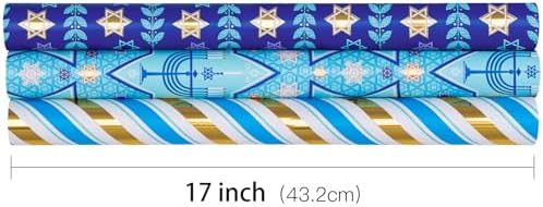 RUSPEPA Hanukkah Wrapping Paper Roll Set