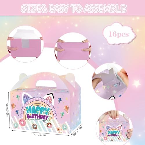 16 Pcs Cartoon Cat Theme Gift Bags With Handles